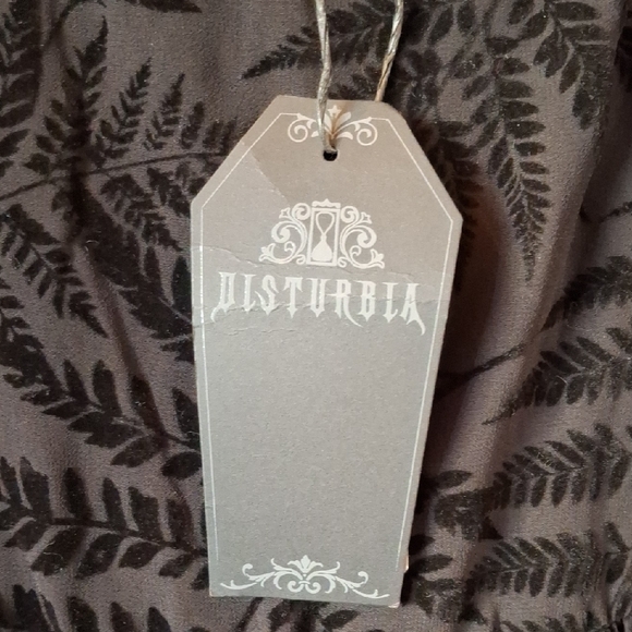 Disturbia Black Lunafern Printed Midi Maxi Dress Sz 16 NWT Tie Back Goth Gypsy - Picture 7 of 11